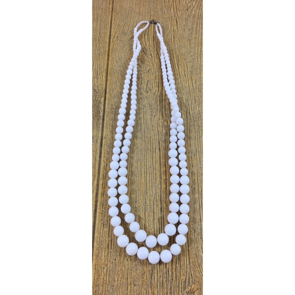 Long double strand white pearl necklace Jewelry